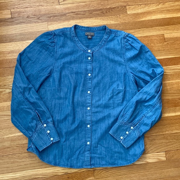 J. Crew Tops - J.Crew Point Sur Puff Sleeve Chambray Top